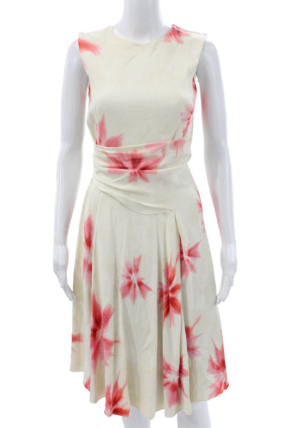 Sport Max Womens Fit & Flare Ivory Viscose Sleeveless Mid Calf Dress Size 2