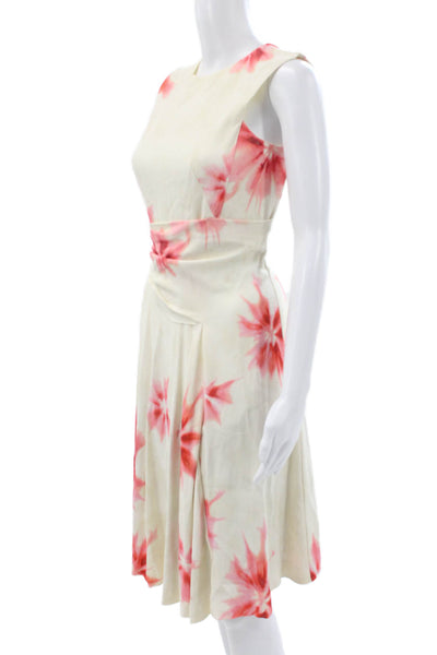 Sport Max Womens Fit & Flare Ivory Viscose Sleeveless Mid Calf Dress Size 2