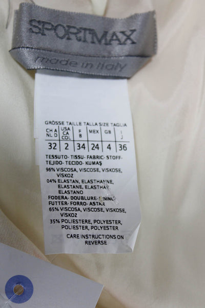 Sport Max Womens Fit & Flare Ivory Viscose Sleeveless Mid Calf Dress Size 2