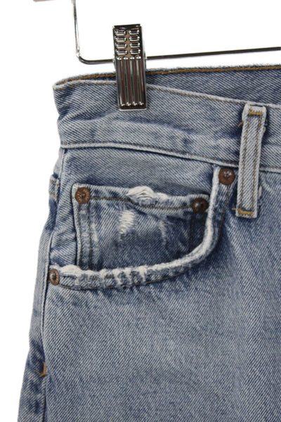 Agolde Women Straight High Rise Denim Jeans Blue Button Size 24
