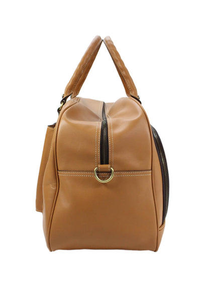 Patricia Nash Womens Leather Zipped Travel Duffel Handbag Brown