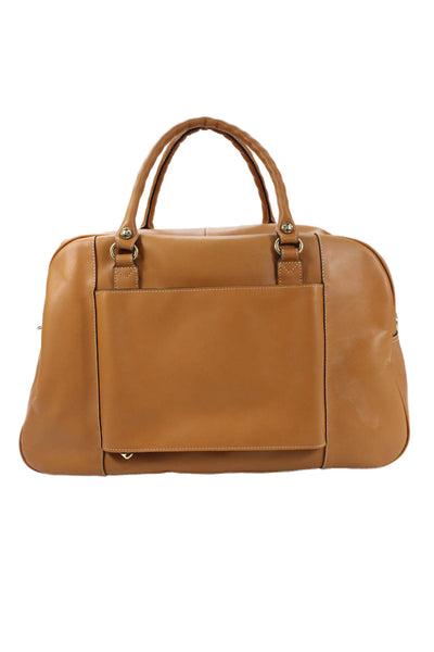 Patricia Nash Womens Leather Zipped Travel Duffel Handbag Brown