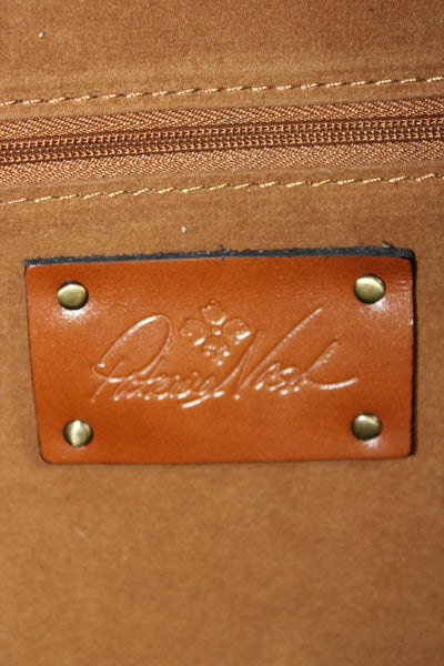 Patricia Nash Womens Leather Zipped Travel Duffel Handbag Brown