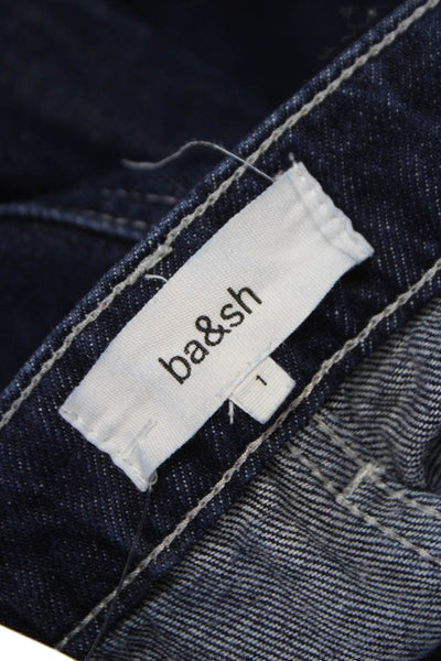 Ba&Sh Womens High Rise Mom Jeans Blue Cotton Button Inseam 28 Size 4