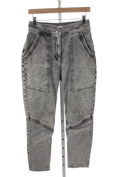 Ba&Sh Unisex Adults Tapered Gray High Rise Cotton Jeans Inseam 27 Size 4