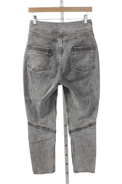 Ba&Sh Unisex Adults Tapered Gray High Rise Cotton Jeans Inseam 27 Size 4