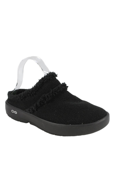 Crocs Womens Slip On Round Toe Fleece Mules Sneakers Black Size 8