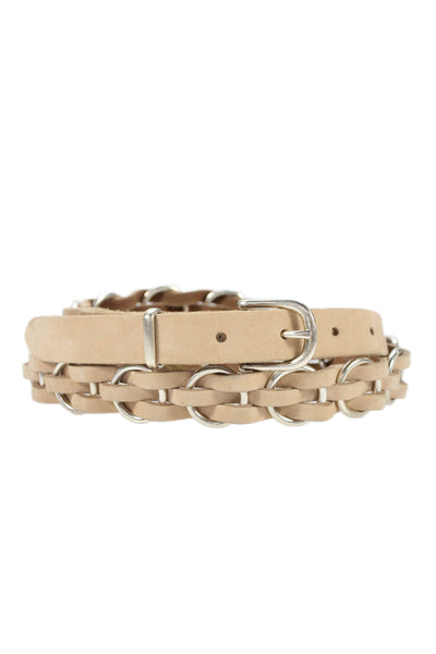 Rag & Bone Womens Medium Width Braided Ring Buckle Belt Brown Leather Size Small