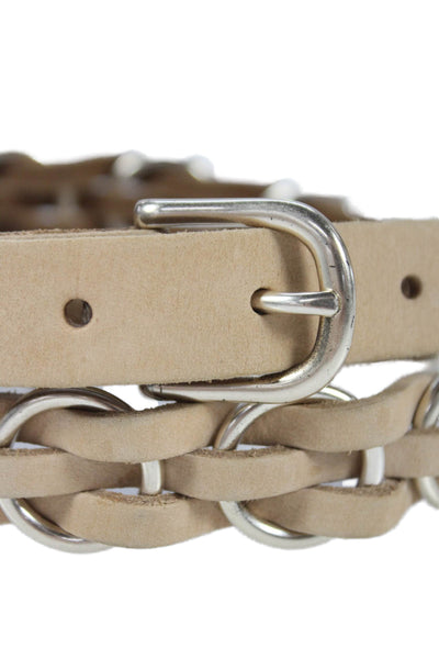 Rag & Bone Womens Medium Width Braided Ring Buckle Belt Brown Leather Size Small