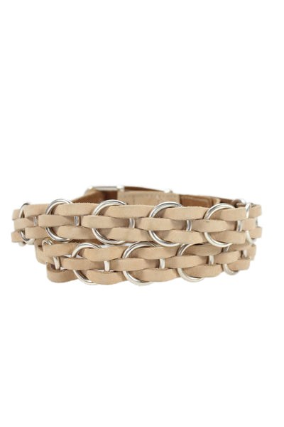 Rag & Bone Womens Medium Width Braided Ring Buckle Belt Brown Leather Size Small