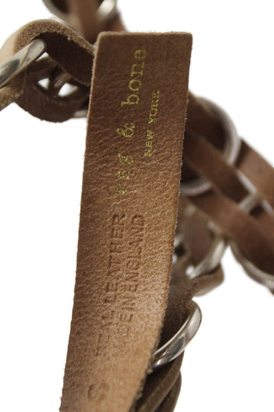 Rag & Bone Womens Medium Width Braided Ring Buckle Belt Brown Leather Size Small