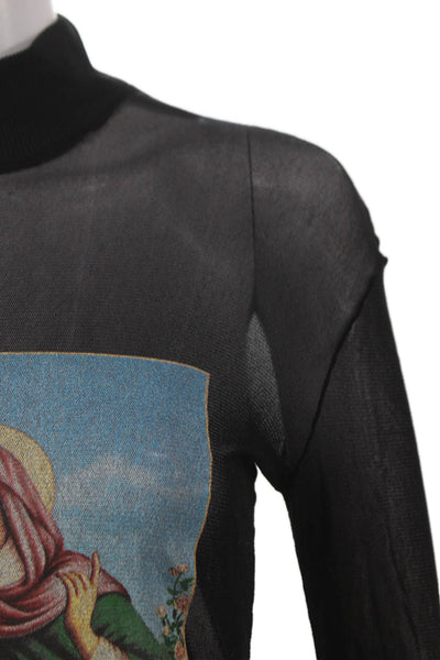 Jeans Dolce & Gabbana Women Black Sheer Turtleneck Long Sleeve Blouse Size S