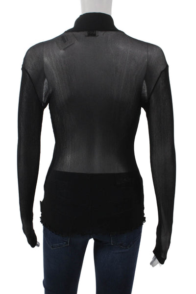 Jeans Dolce & Gabbana Women Black Sheer Turtleneck Long Sleeve Blouse Size S