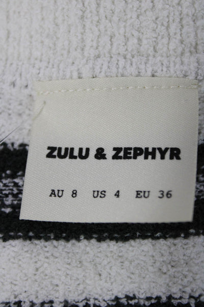 Zulu & Zephyr Womens Black Striped Short Sleeve Organic Cotton Polo Size 4