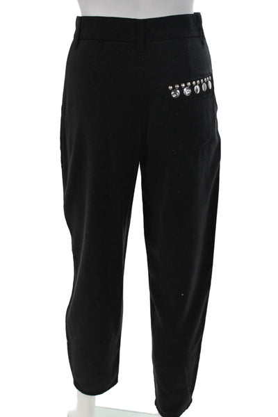 Pinko Women Ankle Pants Black Lyocell Button Closure Rocker Size 25