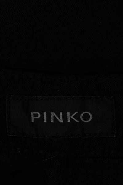 Pinko Women Ankle Pants Black Lyocell Button Closure Rocker Size 25