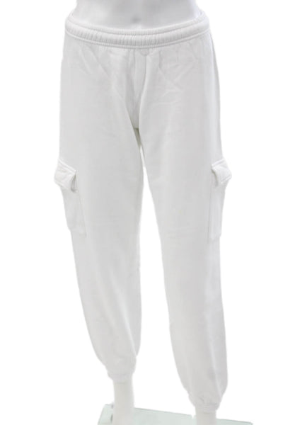 Riley Unisex Adults Jogger Pants White Cotton Blend Size XS