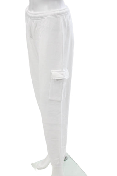 Riley Unisex Adults Jogger Pants White Cotton Blend Size XS