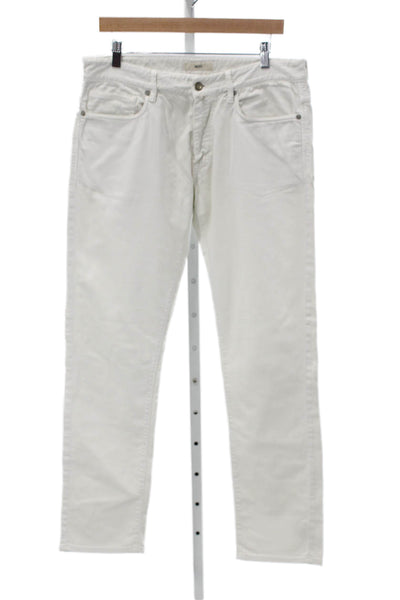 Incotex Men Straight Jeans White Cotton Blend Button Fly Size 32