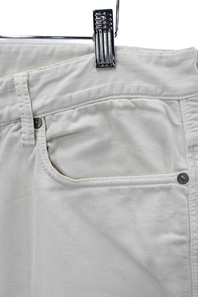 Incotex Men Straight Jeans White Cotton Blend Button Fly Size 32