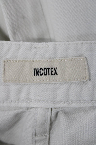 Incotex Men Straight Jeans White Cotton Blend Button Fly Size 32