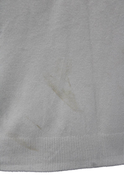 Zara Womens Basic Button-Up White Round Neck Long Sleeve Sweater Size S