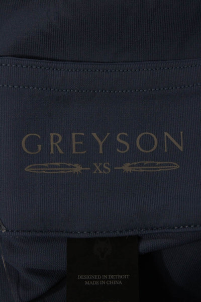 Greyson Women Basic Blue Nylon Mock Neck Long Sleeve T Shirt Size XS