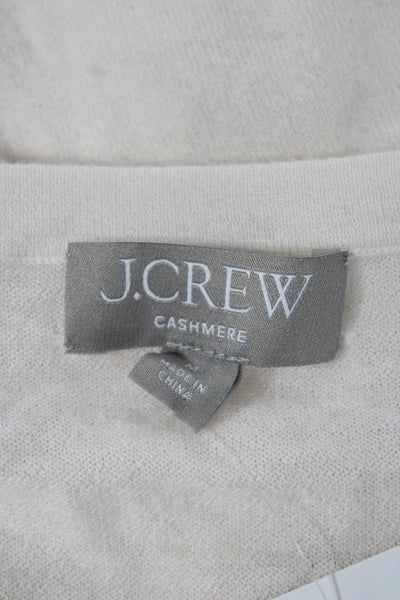 J Crew Women Cardigan Ivory Cashmere Button Animal Print Long Sleeve Size M
