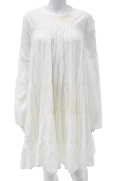 Merlette Womens Knee Length Dress White 100% Cotton Size M