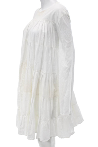 Merlette Womens Knee Length Dress White 100% Cotton Size M