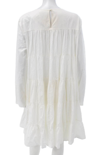 Merlette Womens Knee Length Dress White 100% Cotton Size M