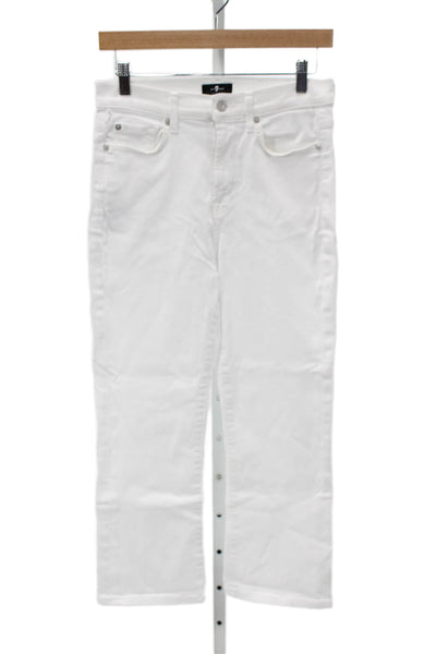 7 For All Mankind Womens White High Rise Straight Jeans Size 29