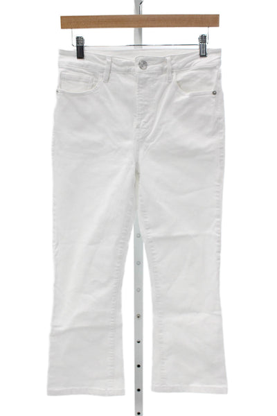 Frame Womens Cropped White Jeans Mid Rise Cotton Blend Button Fly Size 28