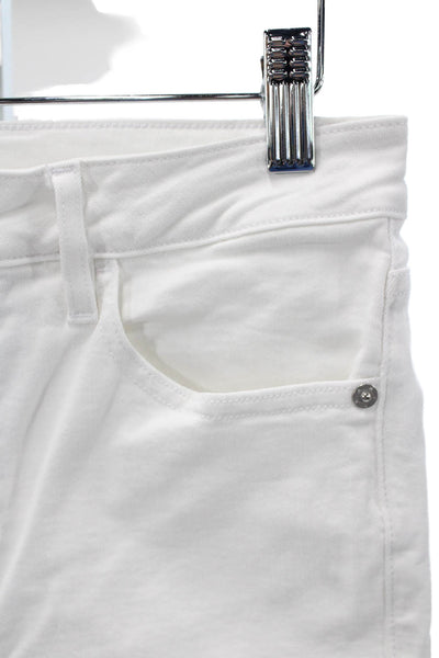 Frame Womens Cropped White Jeans Mid Rise Cotton Blend Button Fly Size 28