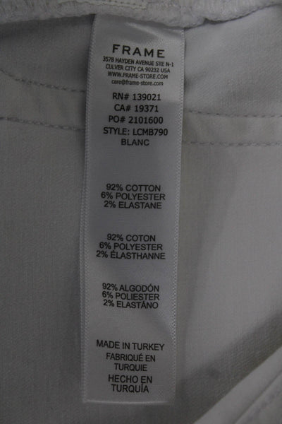 Frame Womens Cropped White Jeans Mid Rise Cotton Blend Button Fly Size 28