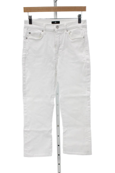 7 For All Mankind Women Straight White Jeans High Rise Cotton Size 29
