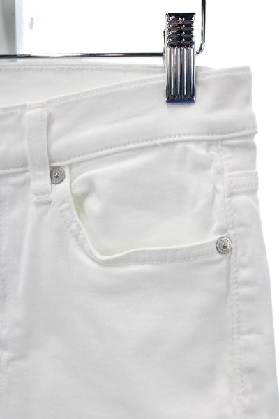 7 For All Mankind Women Straight White Jeans High Rise Cotton Size 29