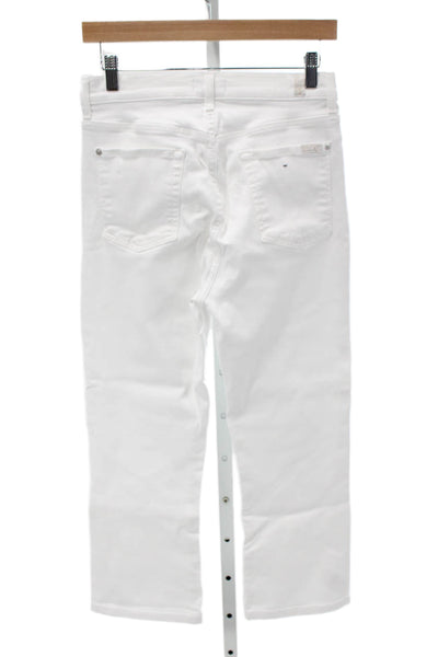 7 For All Mankind Women Straight White Jeans High Rise Cotton Size 29