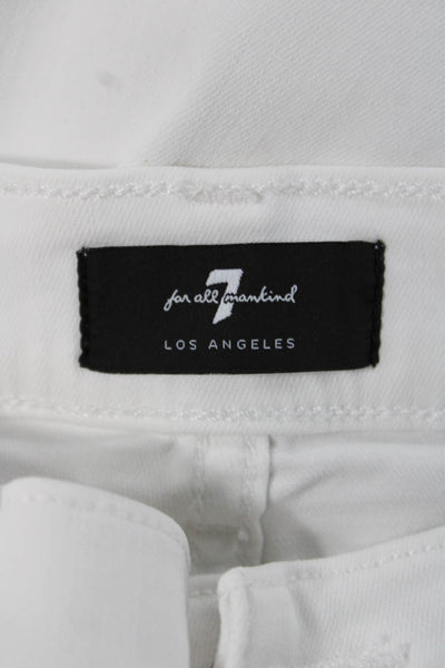 7 For All Mankind Women Straight White Jeans High Rise Cotton Size 29