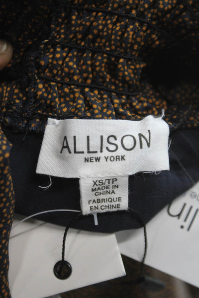 Allison Women Blouson Polka Dot Brown Long Sleeve High Neck Dress Size XS