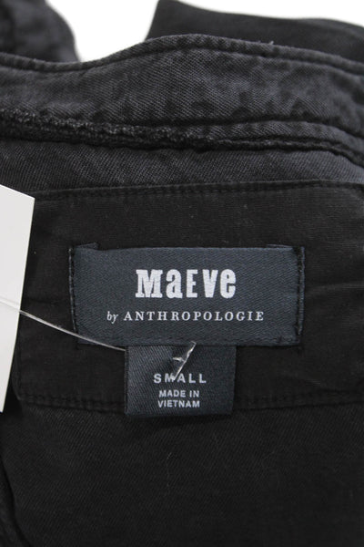 Maeve Anthropologie Women Trapeze Swing Black V-Neck Long Sleeve Dress Size S