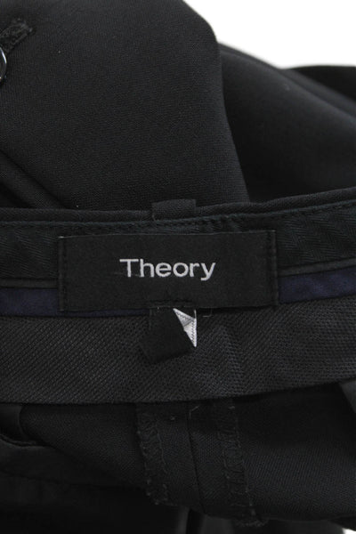 Theory Unisex Adults Black Virgin Wool Dress Pants Button Size 2