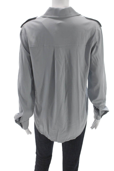 AG Adriano Goldschmied Women Gray Collared Long Sleeve Button-Up Top Size S