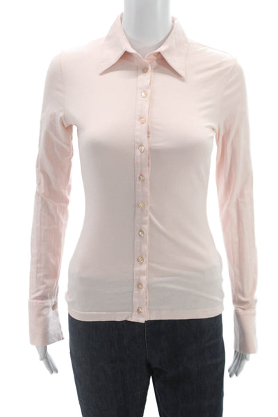Anne Fontaine Women Button-Up Collared Cotton Blend Long Sleeve Pink Size 36