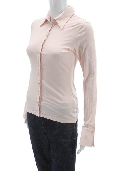 Anne Fontaine Women Button-Up Collared Cotton Blend Long Sleeve Pink Size 36