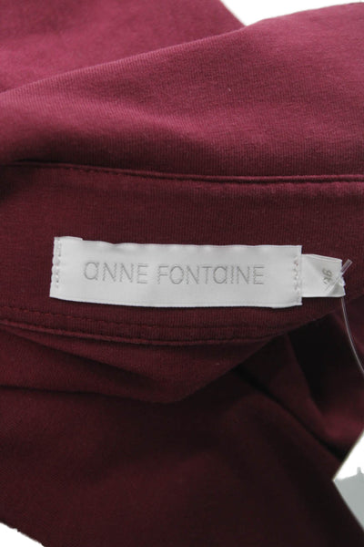 Anne Fontaine Women Collared Long Sleeve Button Up Blouse Red Cotton Size 36