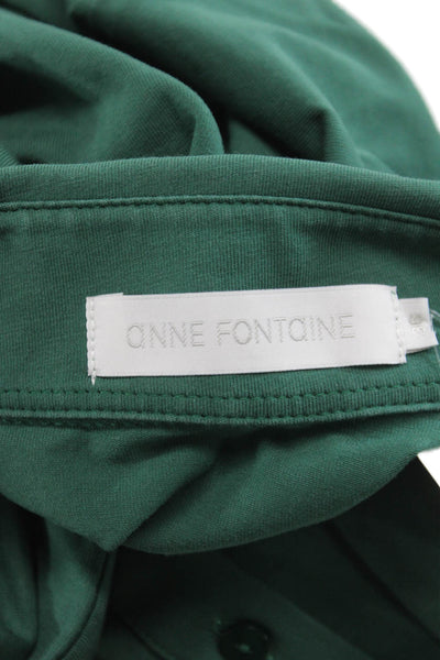 Anne Fontaine Women Collared Green Long Sleeve Basic Button-Up Cotton Size 36