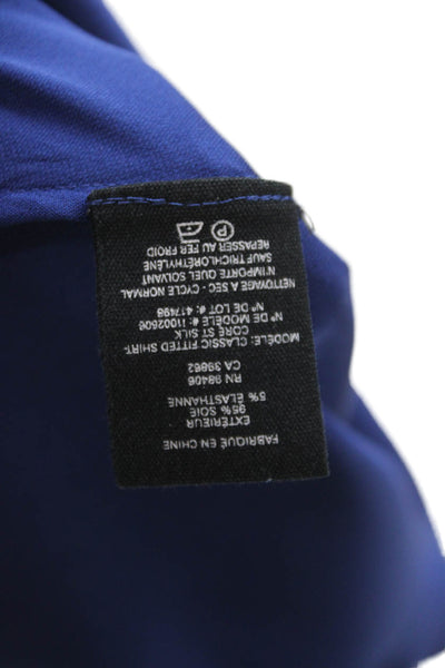 Theory Womens Petite Silk Button-Up Blouse Long Sleeve Blue Basic Size XS