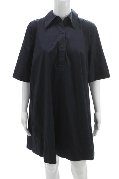 COS Women Chemise Dress Black Collared Short Sleeve Button 100% Cotton Size 4