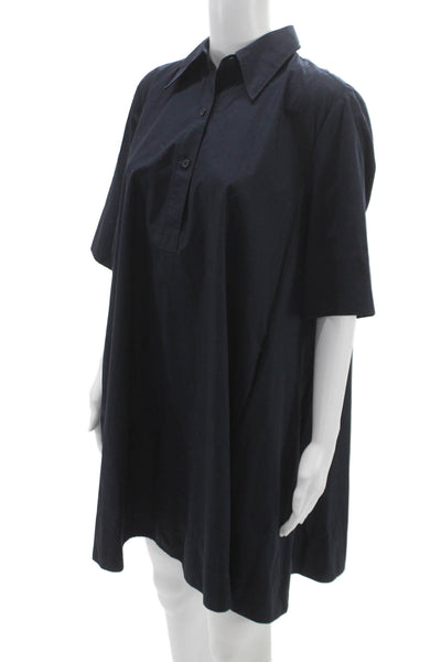 COS Women Chemise Dress Black Collared Short Sleeve Button 100% Cotton Size 4